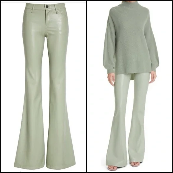 Alice + Olivia Light Green Flare Pants - Picture 1 of 6